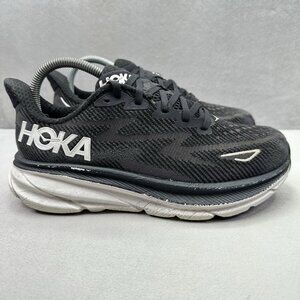 Womens Size 7.5 (D) Hoka One One Clifton 9 Shoes Black / White Athletic Running